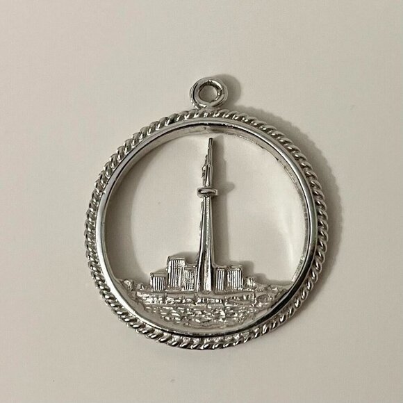 Vintage Sterling Silver Toronto Canada Skyline Pendant Charm No Loop - Picture 4 of 16